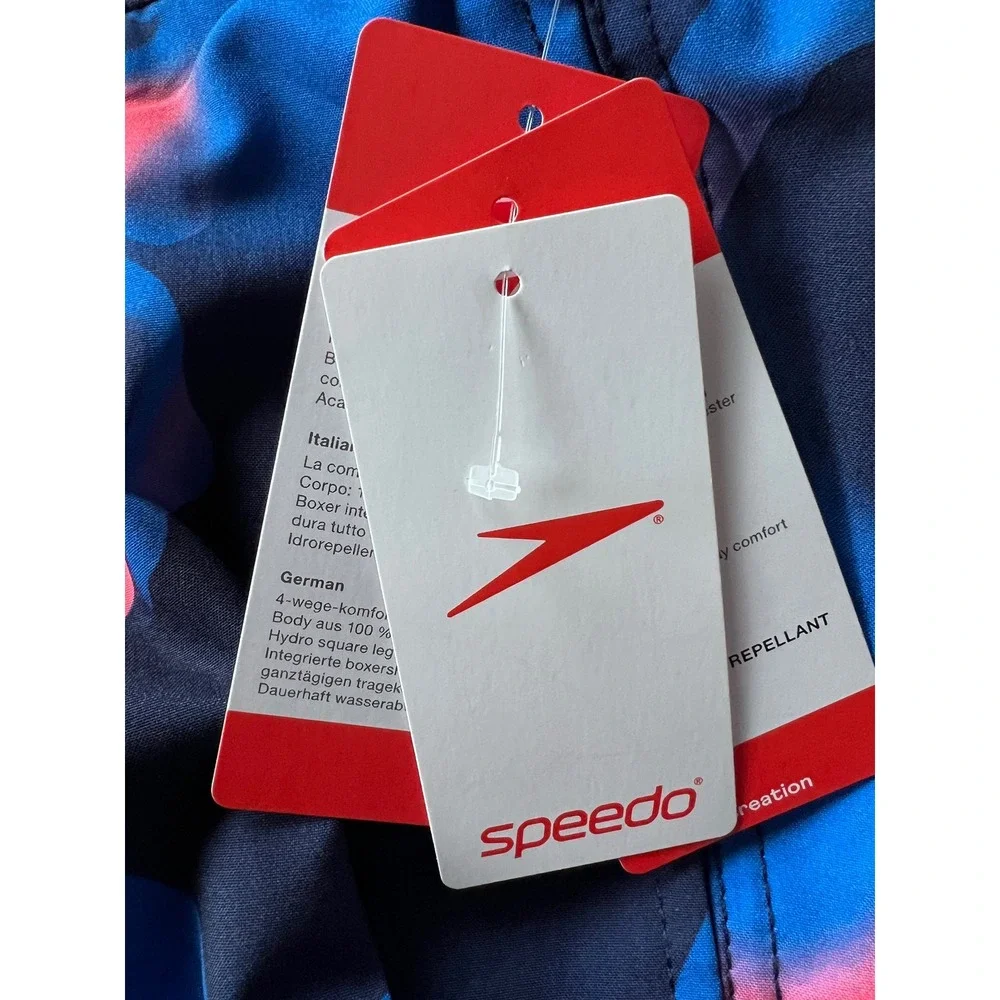 Speedo‎ Men's Blue Pink Swim Trunks Shorts Board Shorts Size Medium